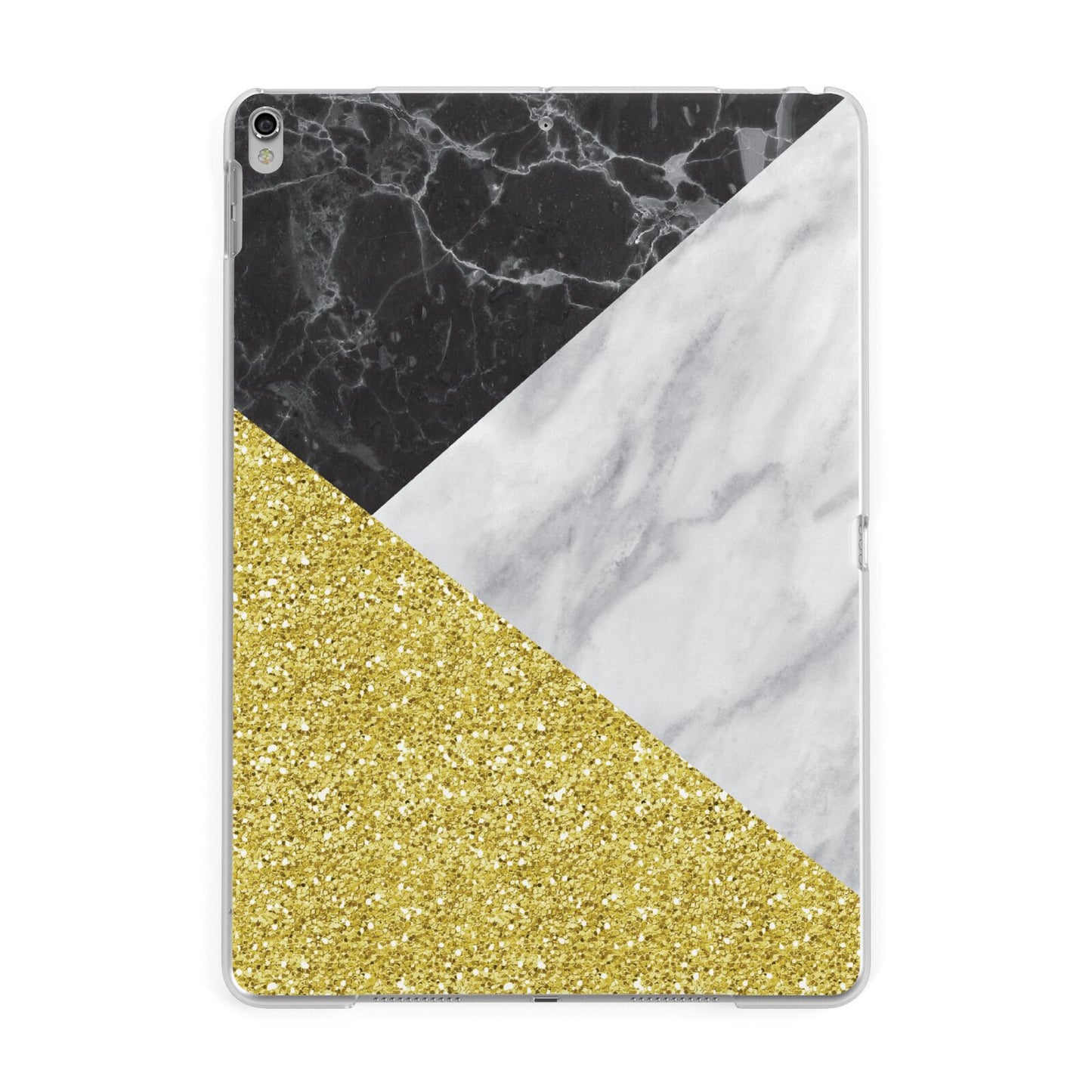 Marble Black Gold Apple iPad Silver Case