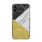 Marble Black Gold Apple iPhone Xs Impact Case Black Edge on Gold Phone