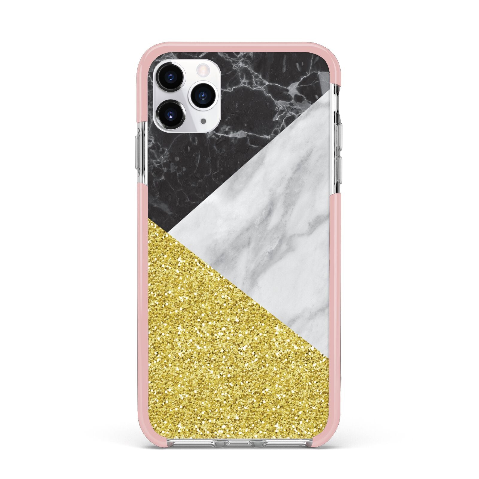 Marble Black Gold iPhone 11 Pro Max Impact Pink Edge Case