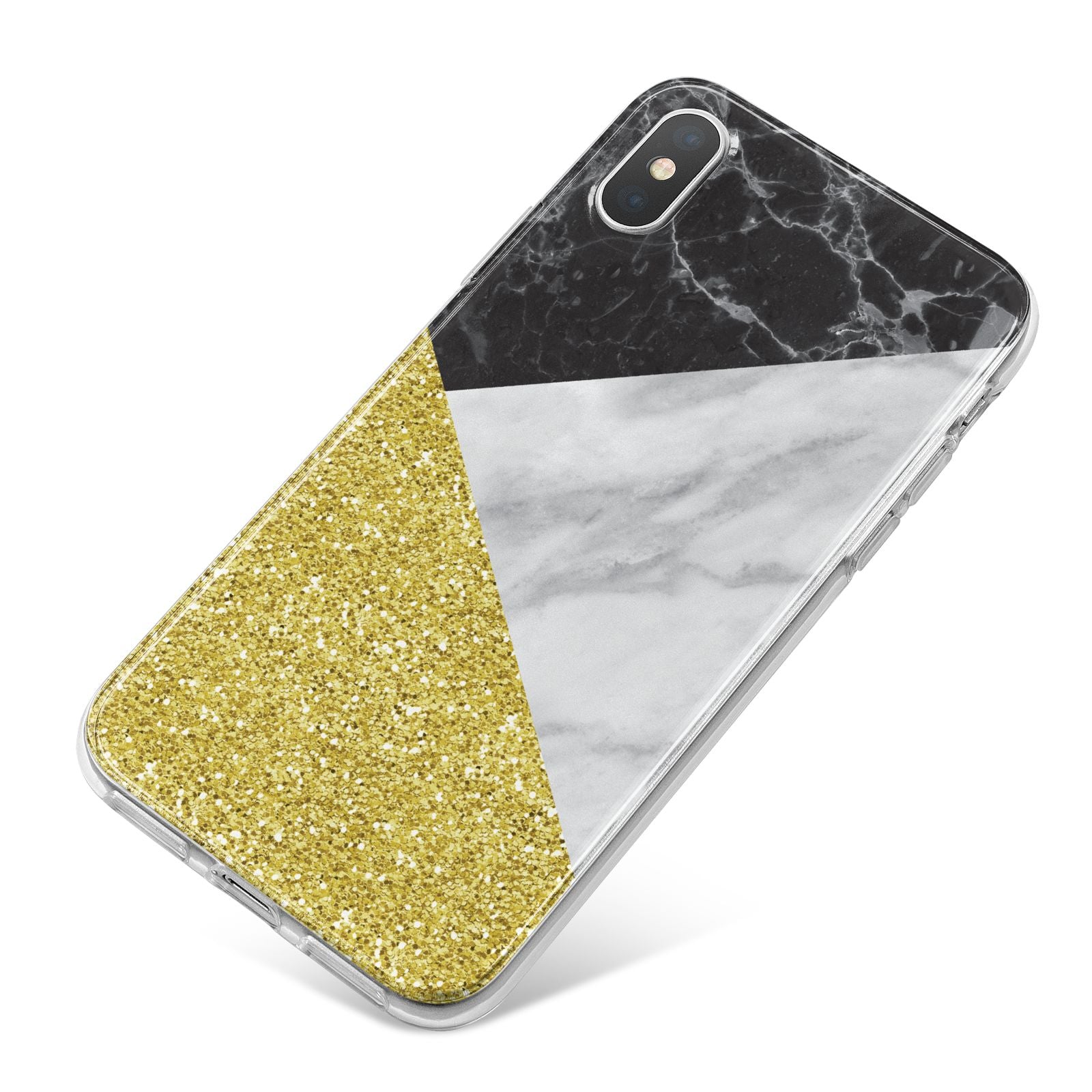 Marble Black Gold iPhone X Bumper Case on Silver iPhone