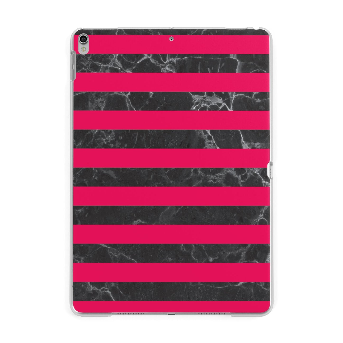 Marble Black Hot Pink Apple iPad Silver Case