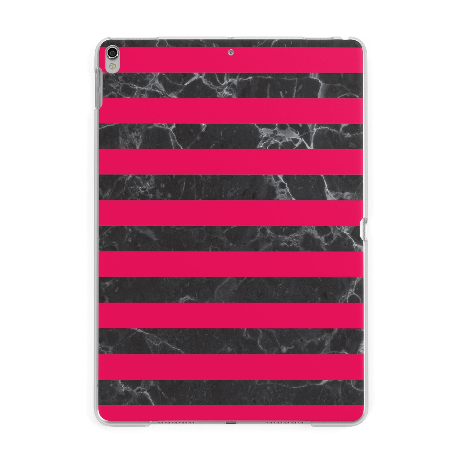 Marble Black Hot Pink Apple iPad Silver Case