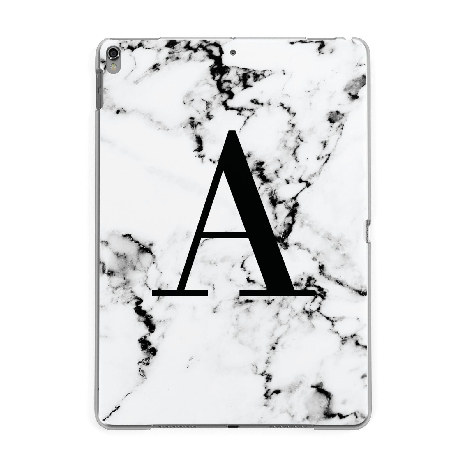 Marble Black Initial Personalised Apple iPad Grey Case