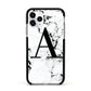 Marble Black Initial Personalised Apple iPhone 11 Pro in Silver with Black Impact Case