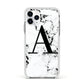 Marble Black Initial Personalised Apple iPhone 11 Pro in Silver with White Impact Case