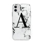 Marble Black Initial Personalised Apple iPhone 11 in White with Bumper Case