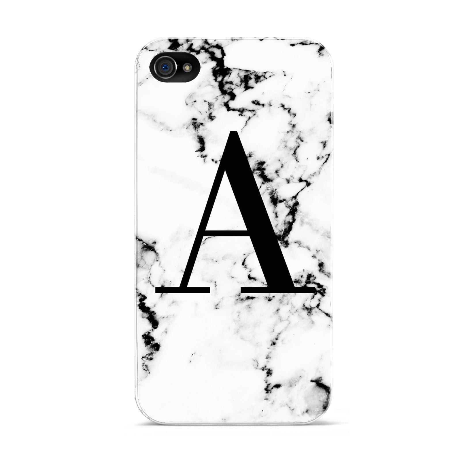 Marble Black Initial Personalised Apple iPhone 4s Case