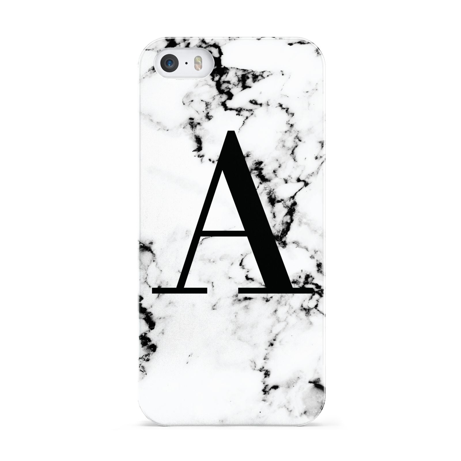 Marble Black Initial Personalised Apple iPhone 5 Case