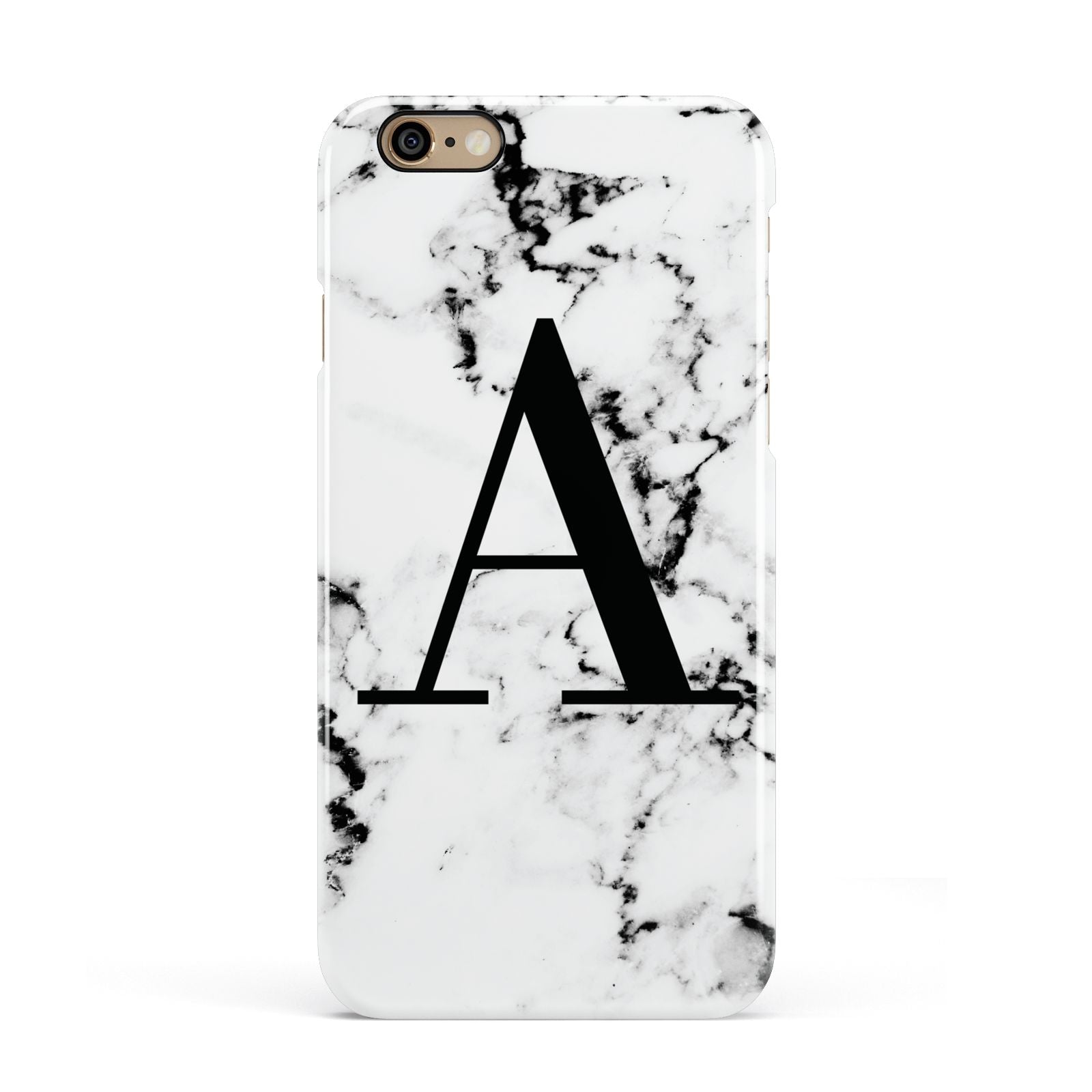 Marble Black Initial Personalised Apple iPhone 6 3D Snap Case