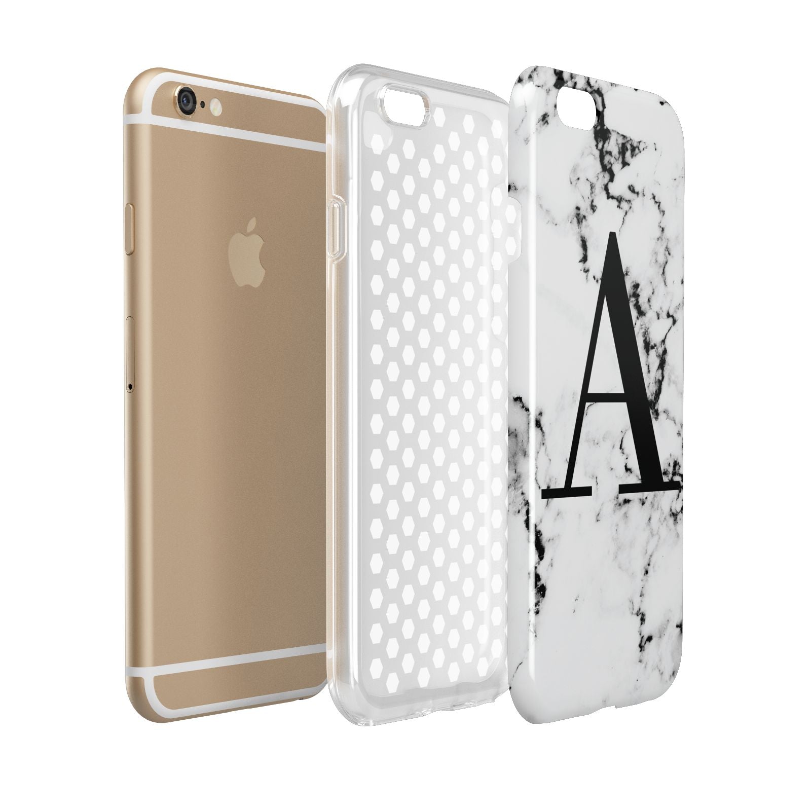 Marble Black Initial Personalised Apple iPhone 6 3D Tough Case Expanded view