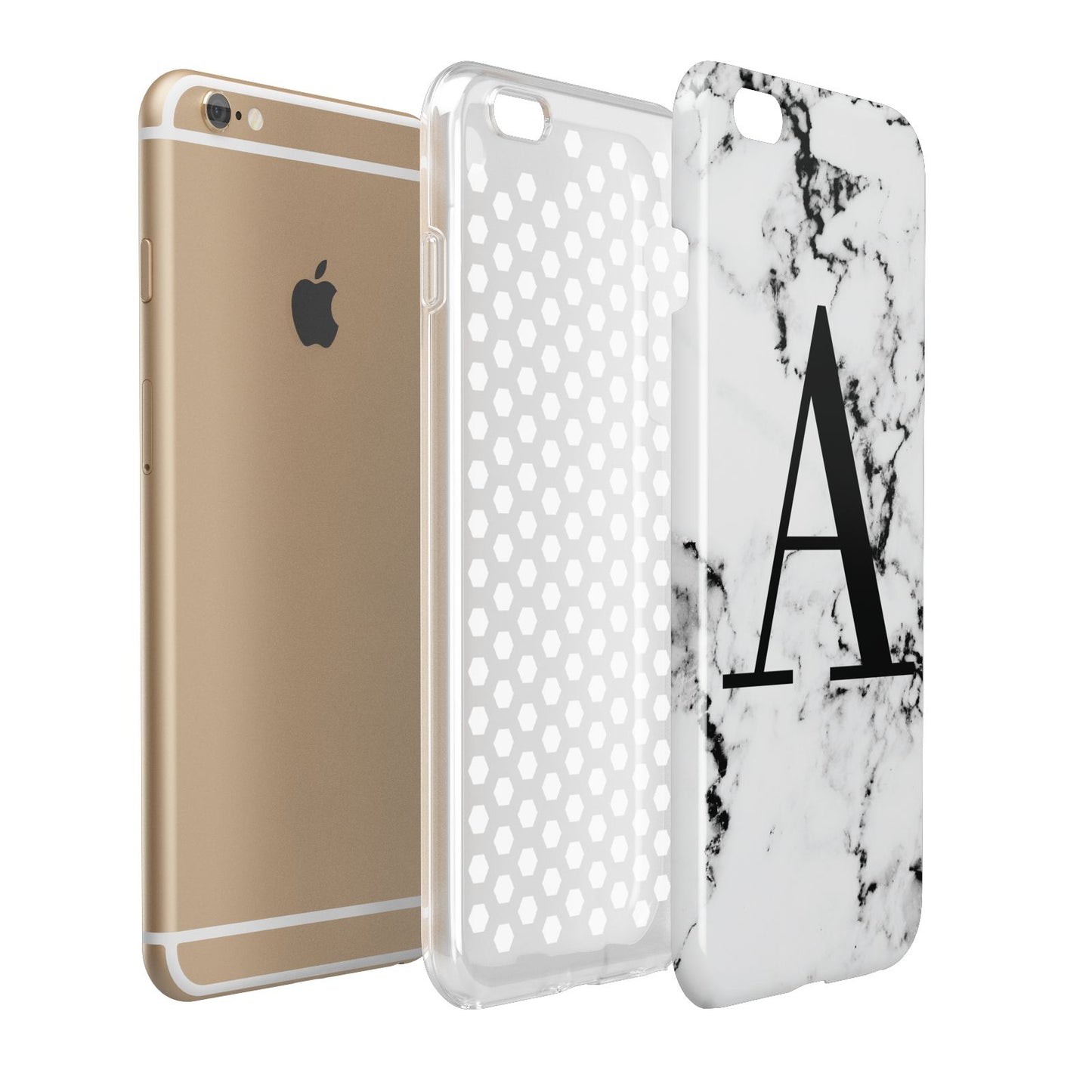 Marble Black Initial Personalised Apple iPhone 6 Plus 3D Tough Case