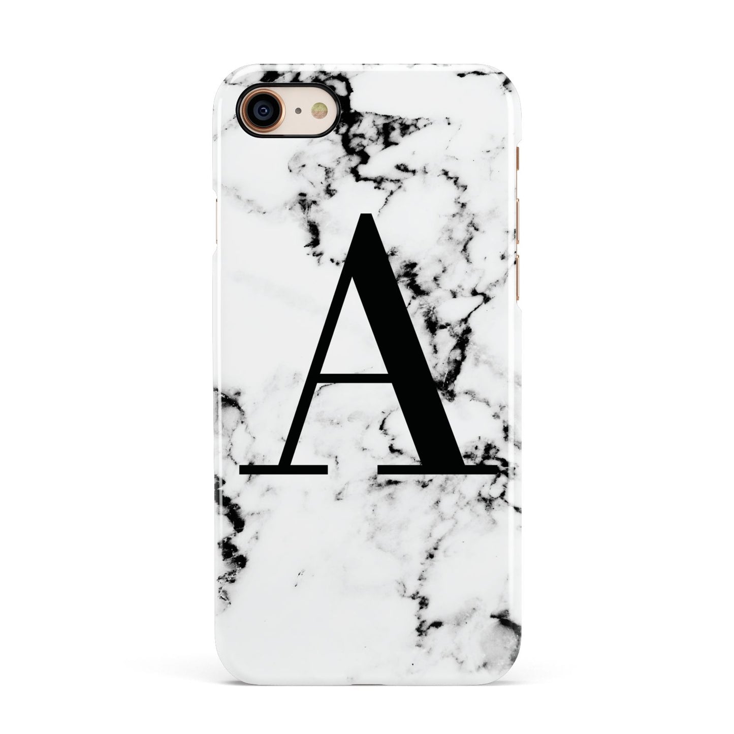 Marble Black Initial Personalised Apple iPhone 7 8 3D Snap Case