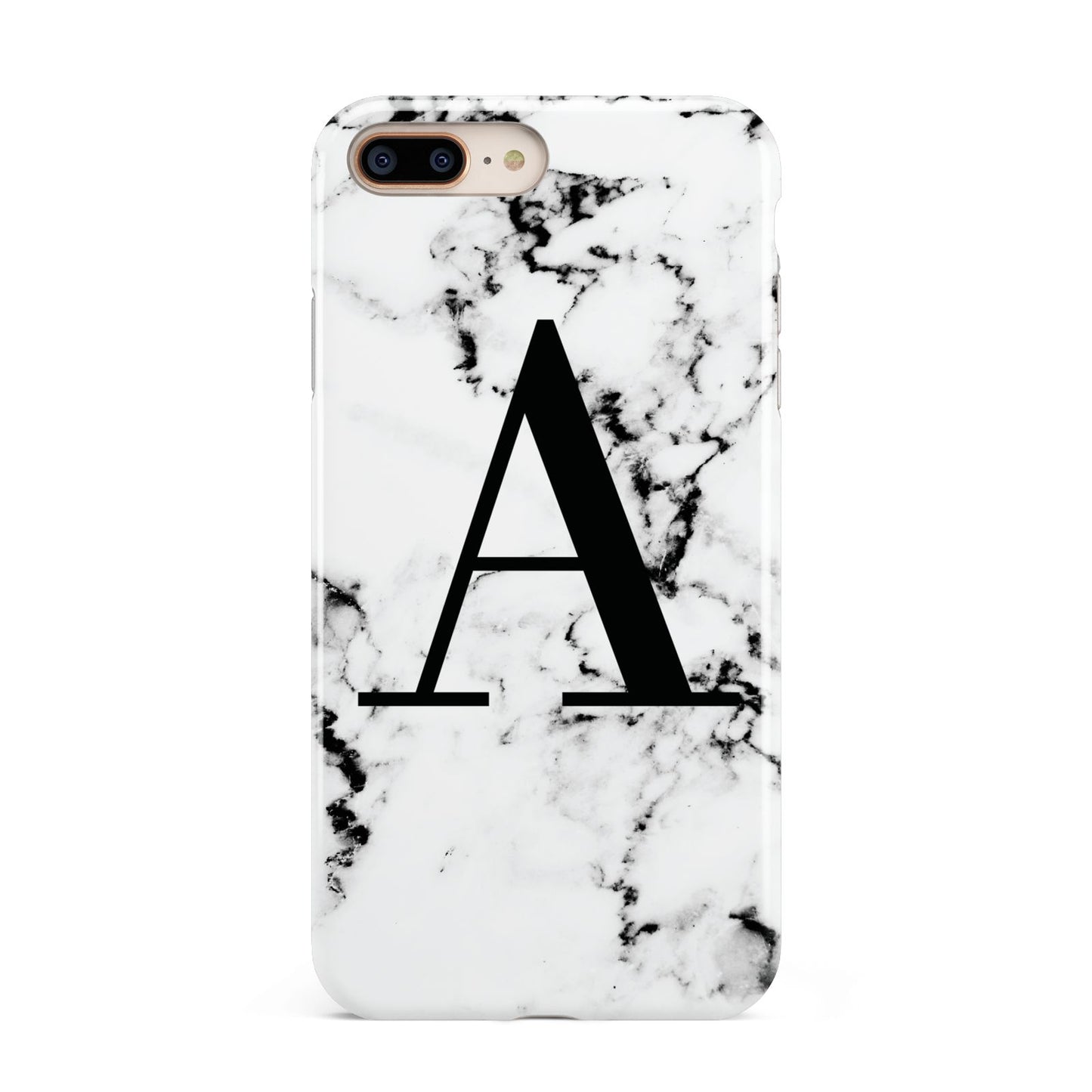 Marble Black Initial Personalised Apple iPhone 7 8 Plus 3D Tough Case