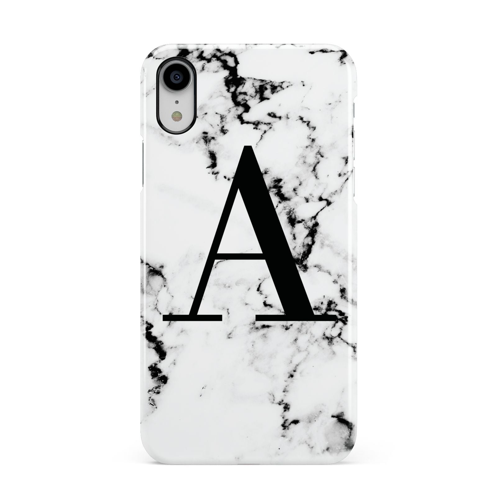 Marble Black Initial Personalised Apple iPhone XR White 3D Snap Case