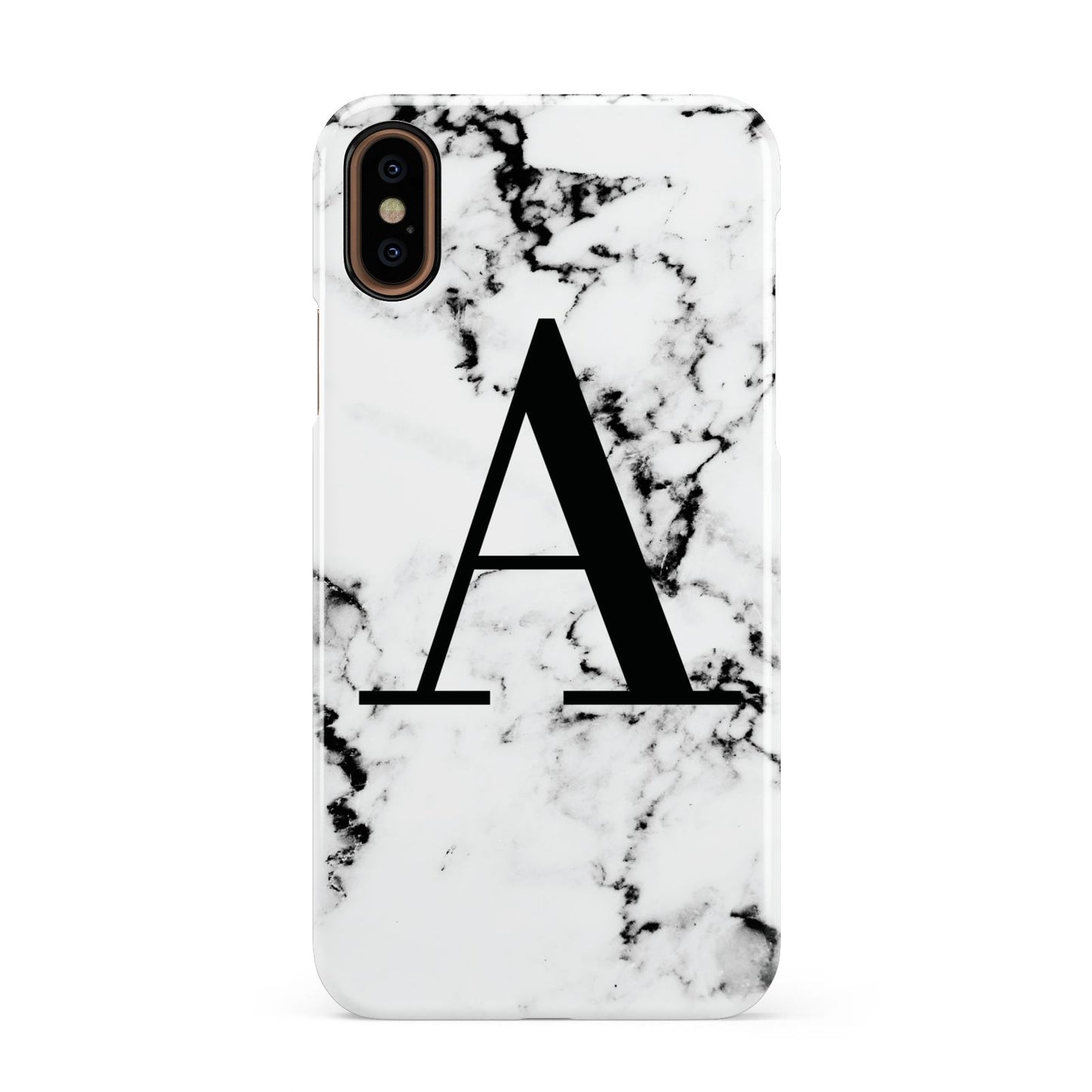 Marble Black Initial Personalised Apple iPhone XS 3D Snap Case
