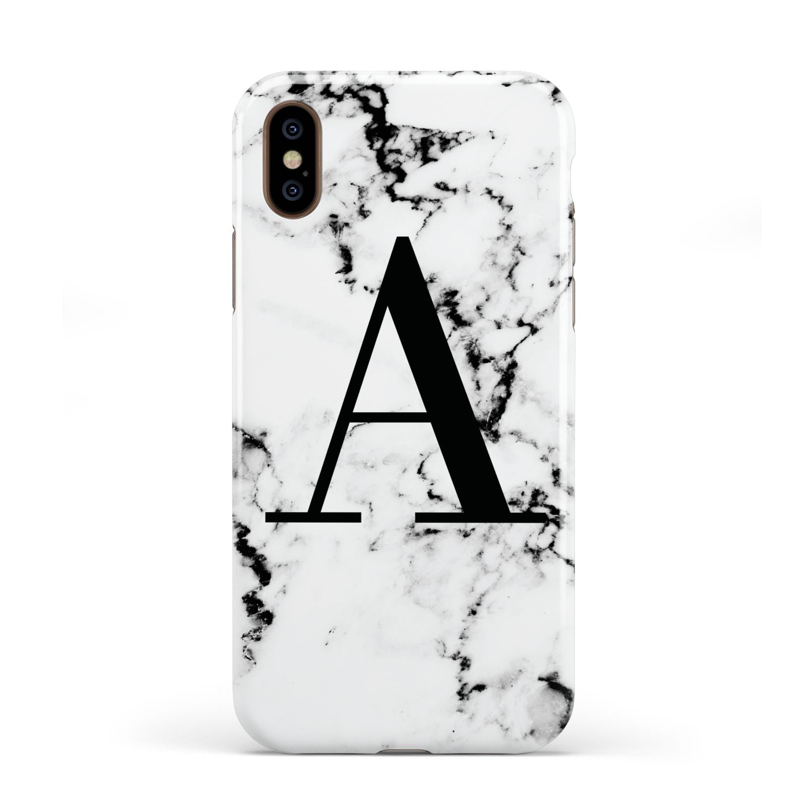 Marble Black Initial Personalised Apple iPhone XS 3D Tough