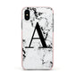 Marble Black Initial Personalised Apple iPhone Xs Impact Case Pink Edge on Black Phone