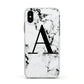 Marble Black Initial Personalised Apple iPhone Xs Impact Case White Edge on Black Phone