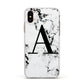 Marble Black Initial Personalised Apple iPhone Xs Impact Case White Edge on Gold Phone