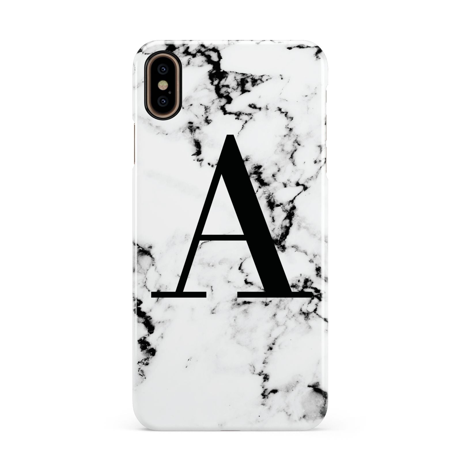 Marble Black Initial Personalised Apple iPhone Xs Max 3D Snap Case