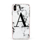 Marble Black Initial Personalised Apple iPhone Xs Max Impact Case Pink Edge on Gold Phone