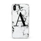 Marble Black Initial Personalised Apple iPhone Xs Max Impact Case White Edge on Black Phone