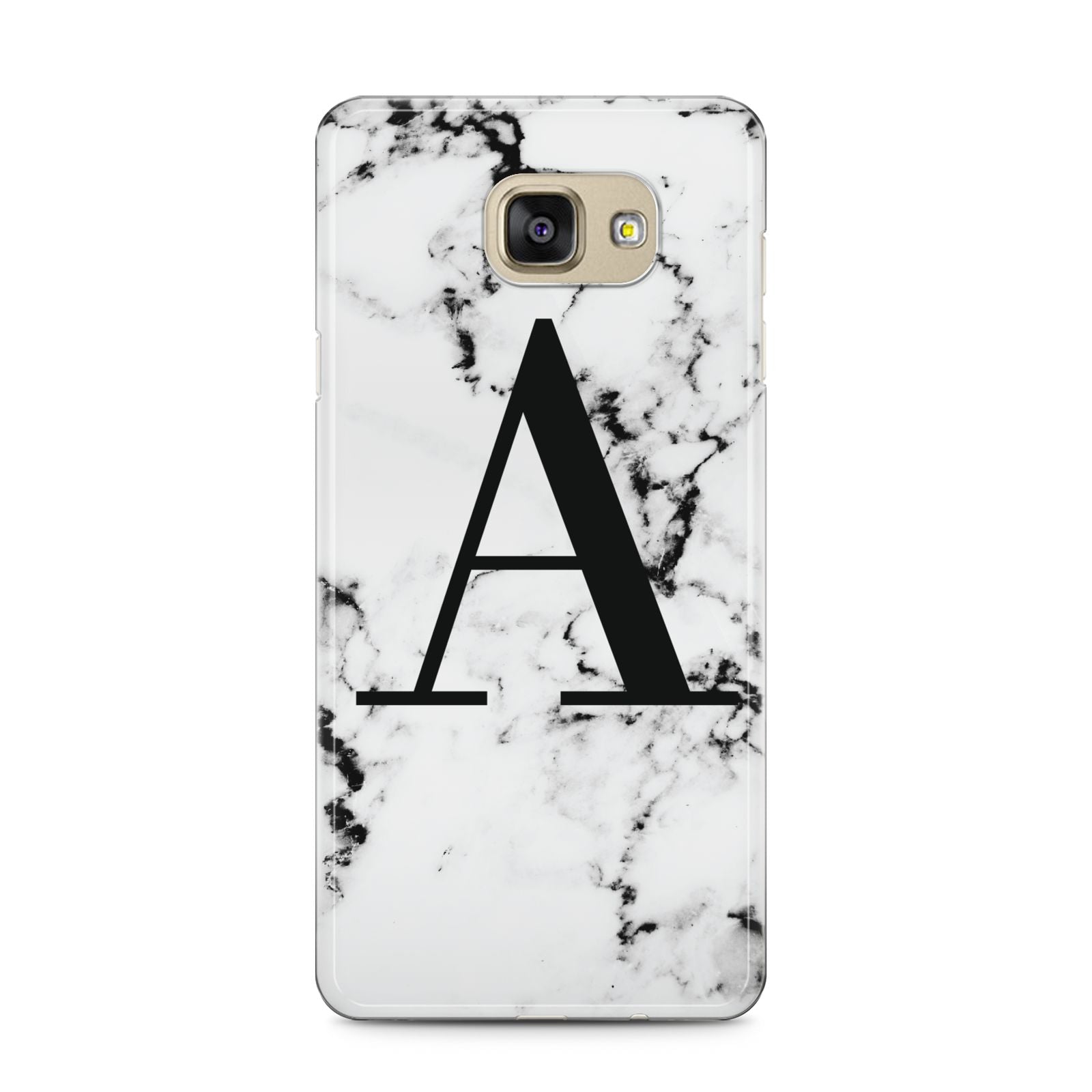 Marble Black Initial Personalised Samsung Galaxy A5 2016 Case on gold phone