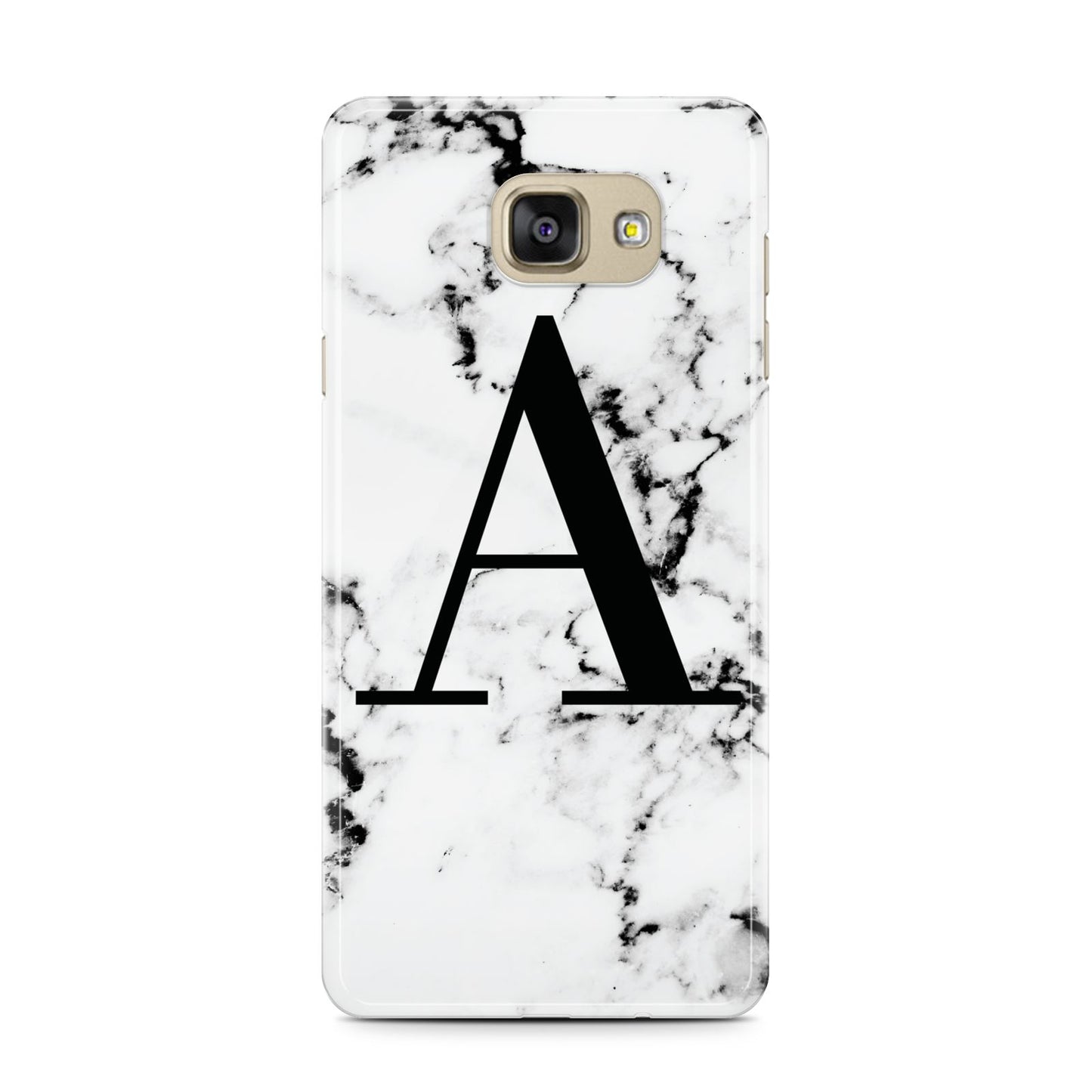 Marble Black Initial Personalised Samsung Galaxy A7 2016 Case on gold phone