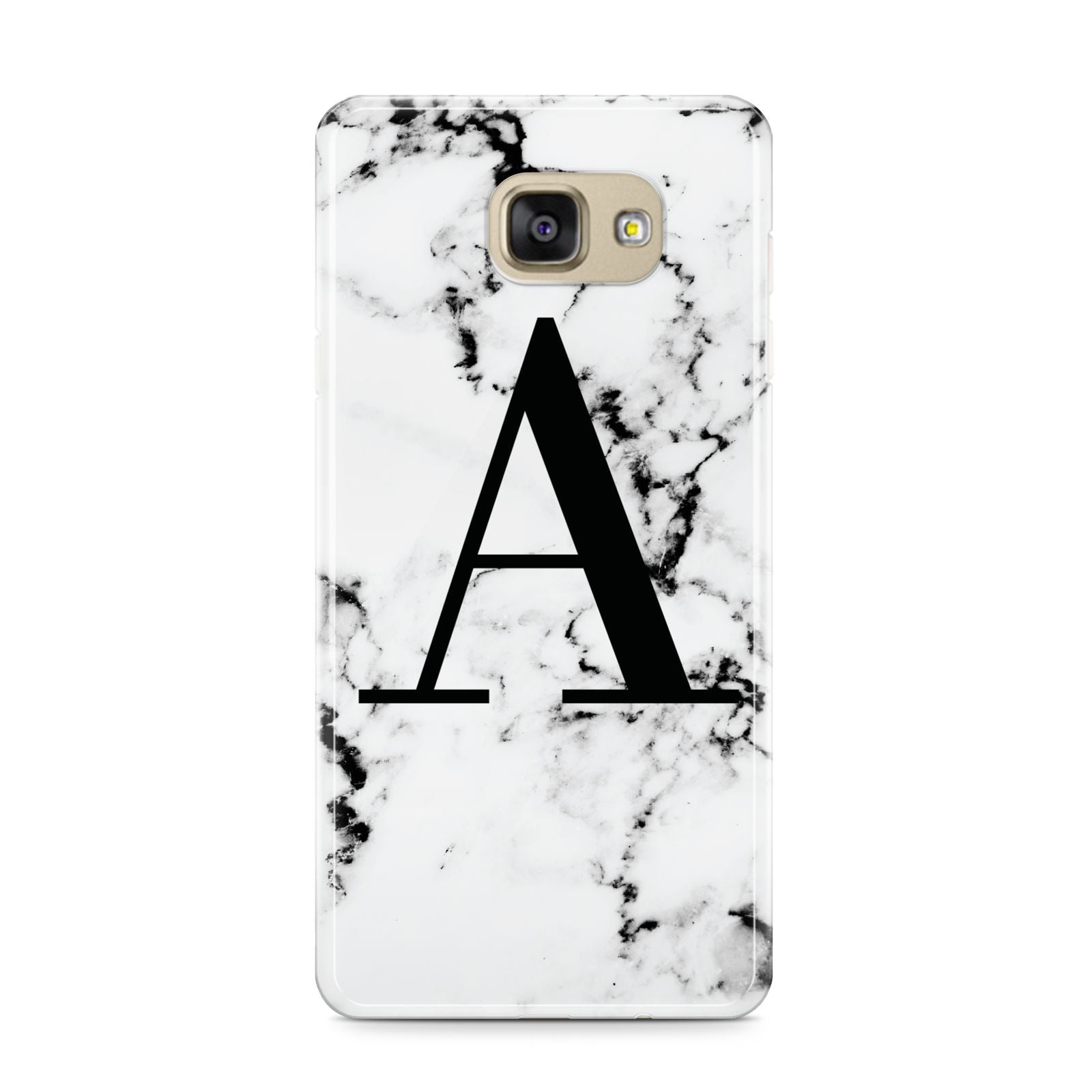 Marble Black Initial Personalised Samsung Galaxy A9 2016 Case on gold phone