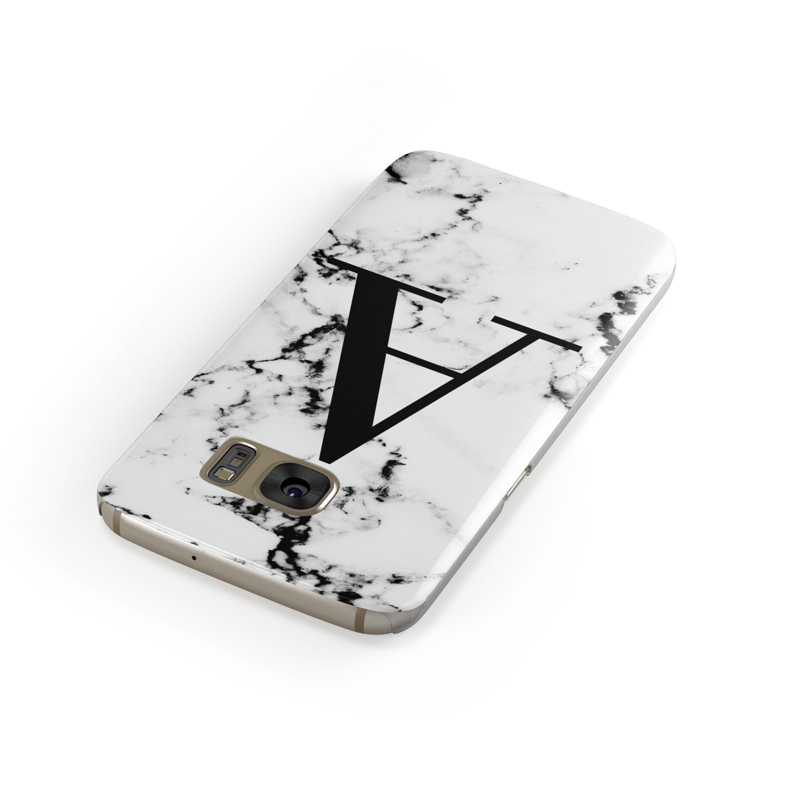 Marble Black Initial Personalised Samsung Galaxy Case Front Close Up