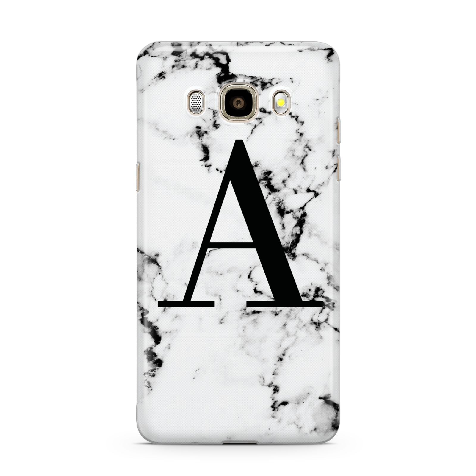 Marble Black Initial Personalised Samsung Galaxy J7 2016 Case on gold phone