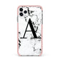 Marble Black Initial Personalised iPhone 11 Pro Max Impact Pink Edge Case