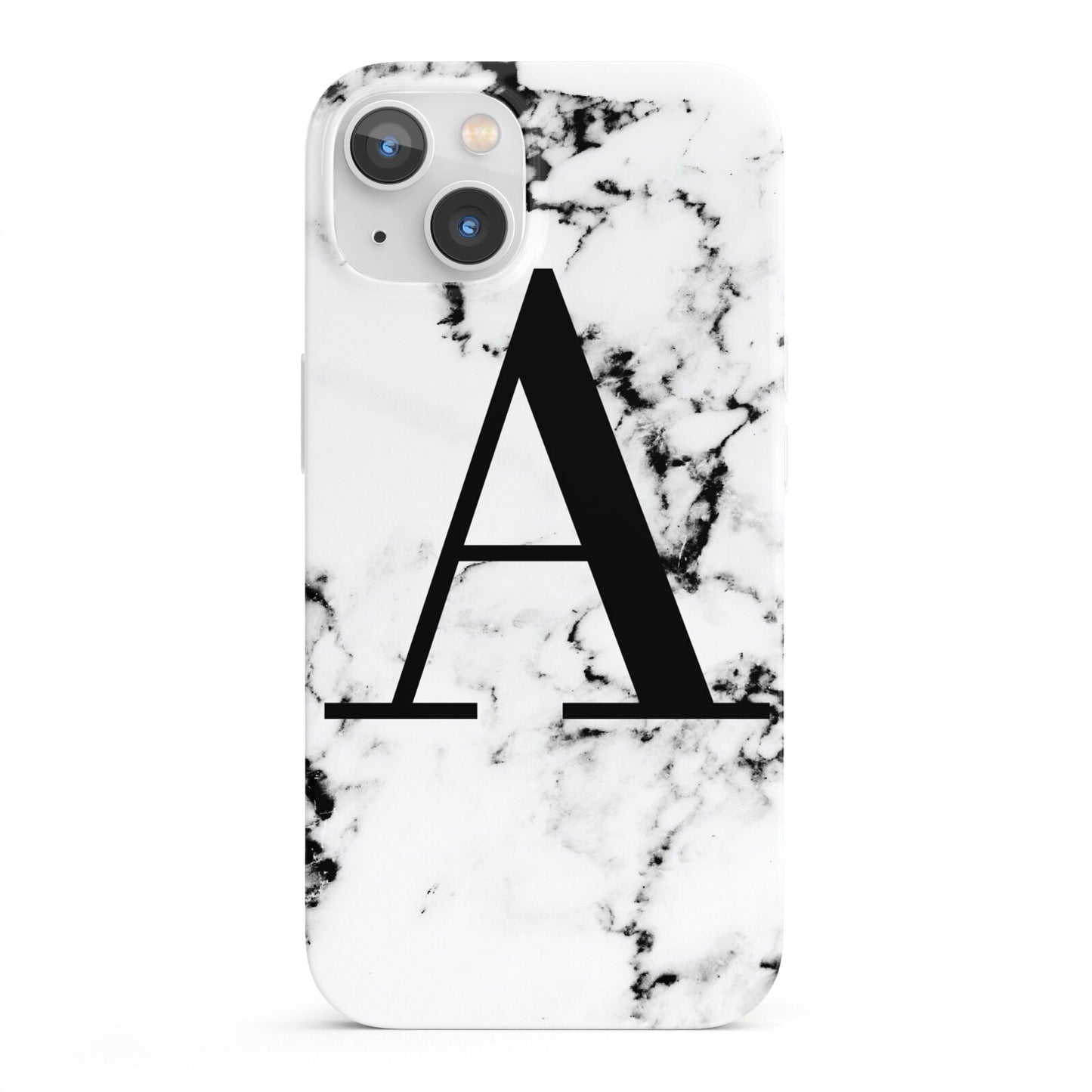 Marble Black Initial Personalised iPhone 13 Full Wrap 3D Snap Case