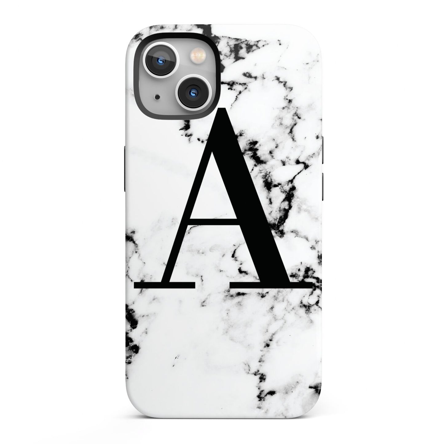 Marble Black Initial Personalised iPhone 13 Full Wrap 3D Tough Case