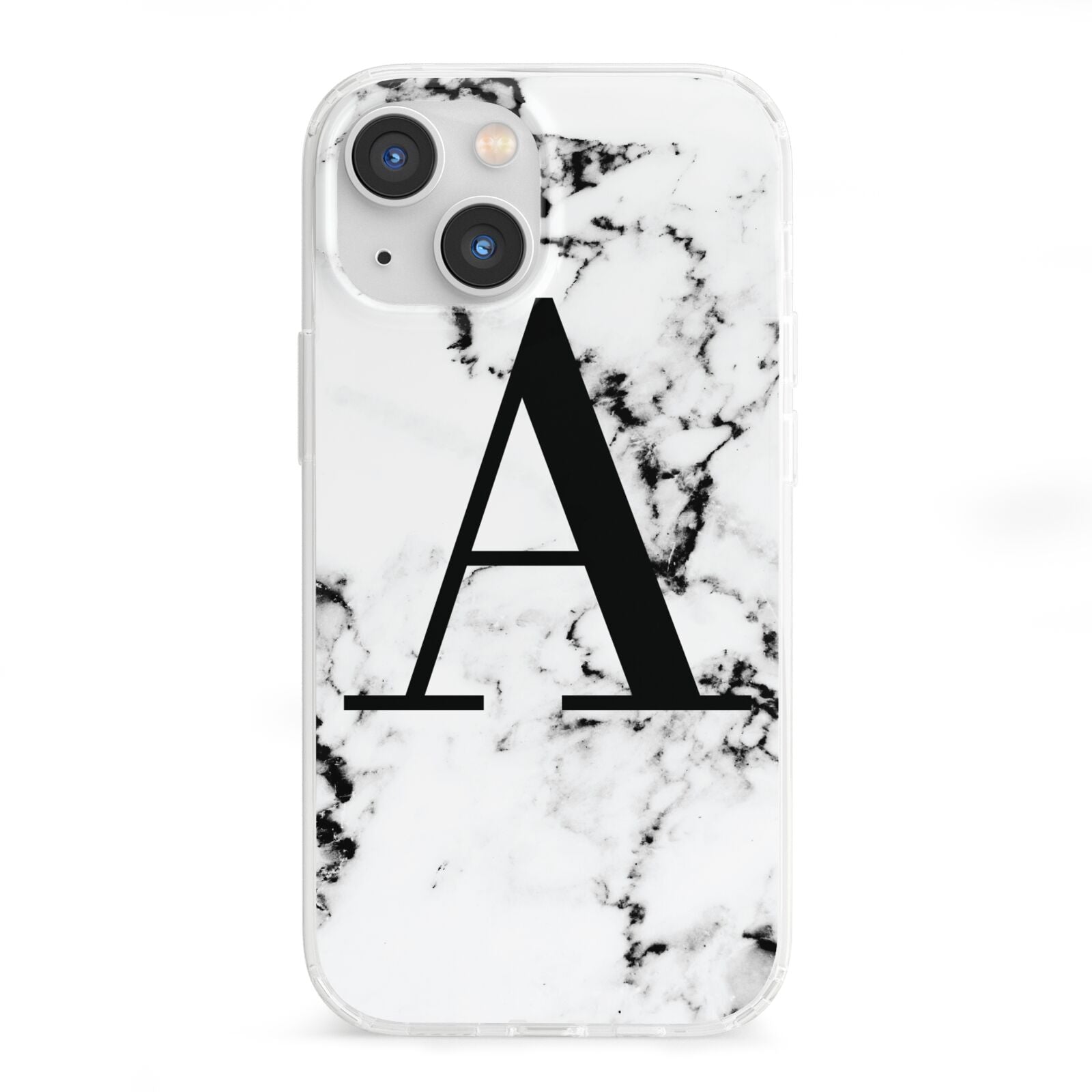 Marble Black Initial Personalised iPhone 13 Mini Clear Bumper Case