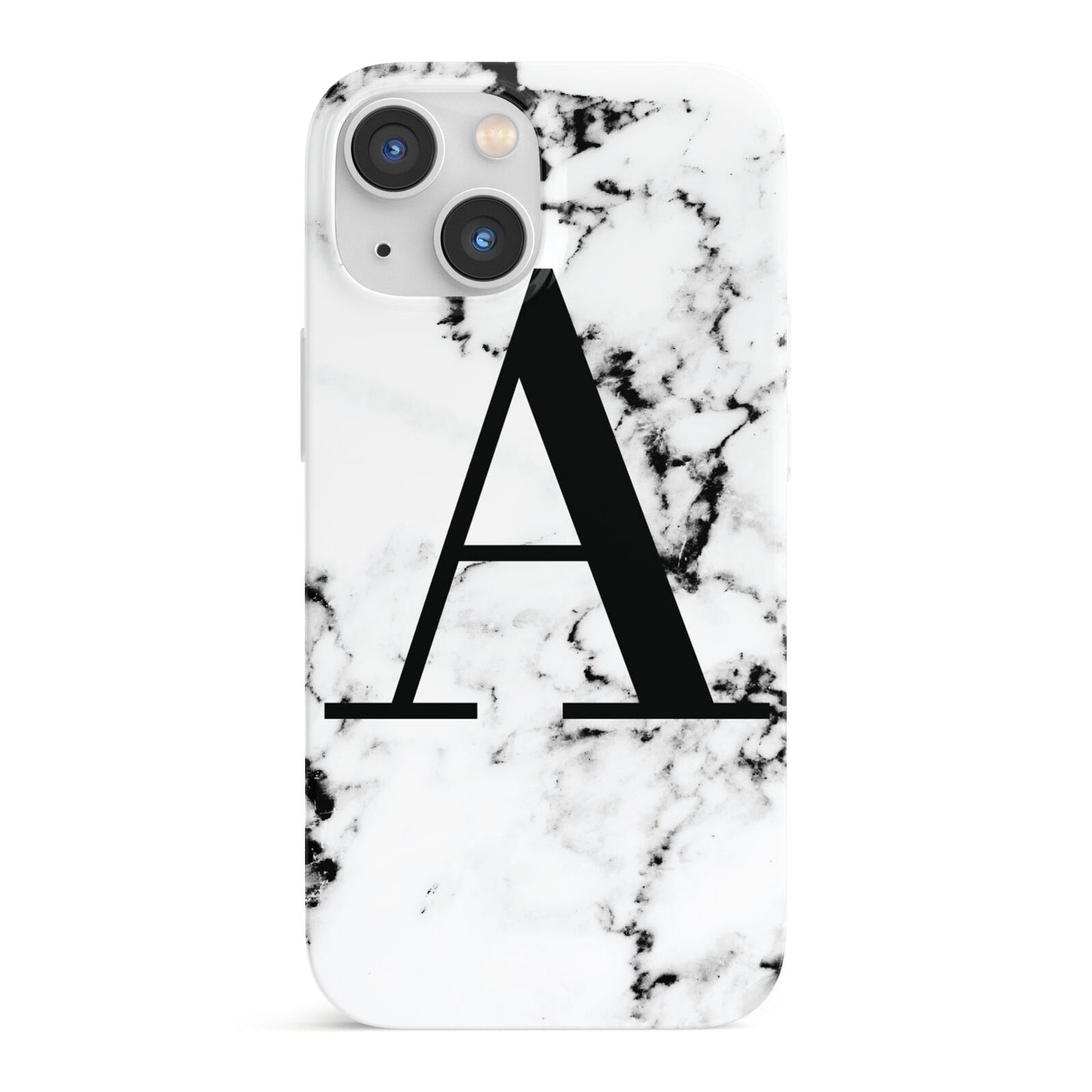 Marble Black Initial Personalised iPhone 13 Mini Full Wrap 3D Snap Case