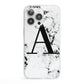 Marble Black Initial Personalised iPhone 13 Pro Clear Bumper Case