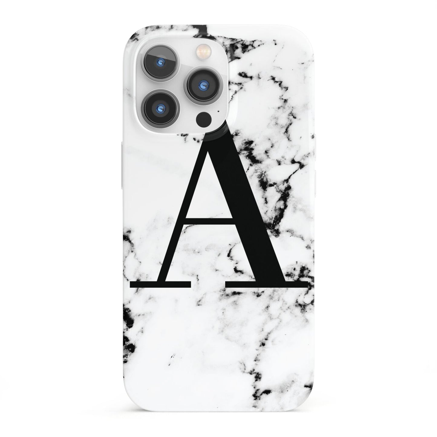 Marble Black Initial Personalised iPhone 13 Pro Full Wrap 3D Snap Case