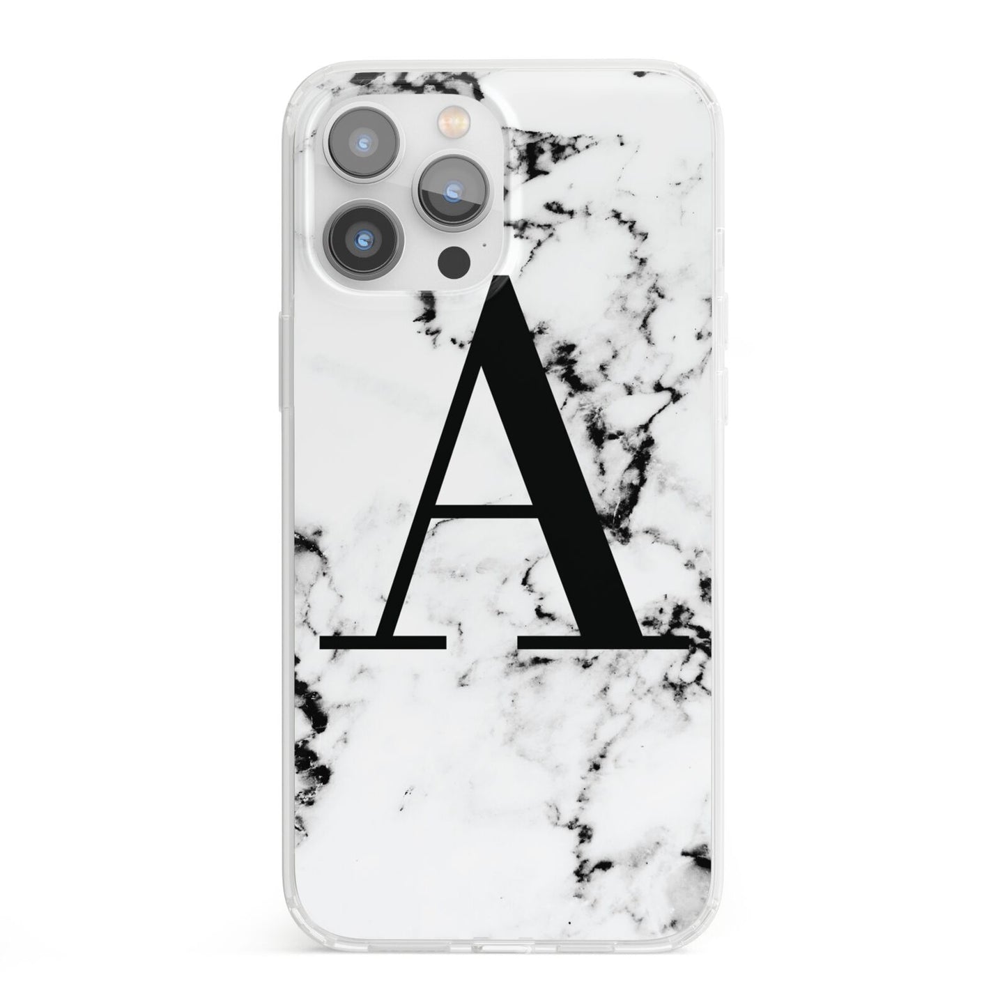 Marble Black Initial Personalised iPhone 13 Pro Max Clear Bumper Case