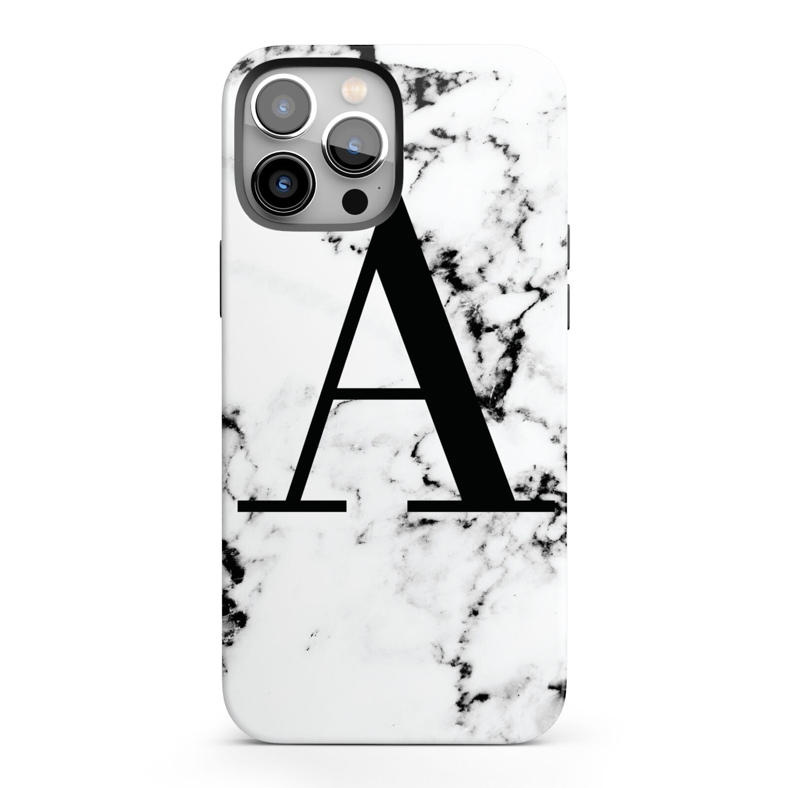 Marble Black Initial Personalised iPhone 13 Pro Max Full Wrap 3D Tough Case