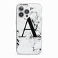 Marble Black Initial Personalised iPhone 13 Pro TPU Impact Case with White Edges