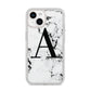 Marble Black Initial Personalised iPhone 14 Glitter Tough Case Starlight