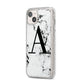 Marble Black Initial Personalised iPhone 14 Plus Glitter Tough Case Starlight Angled Image