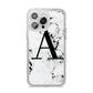 Marble Black Initial Personalised iPhone 14 Pro Max Glitter Tough Case Silver