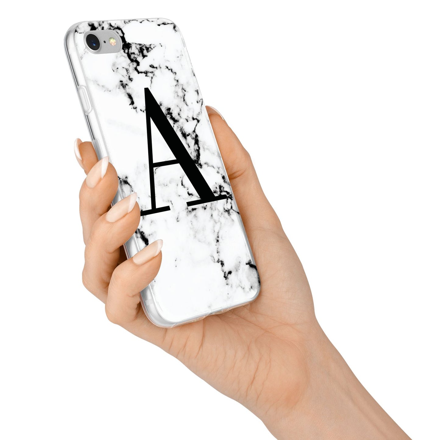 Marble Black Initial Personalised iPhone 7 Bumper Case on Silver iPhone Alternative Image