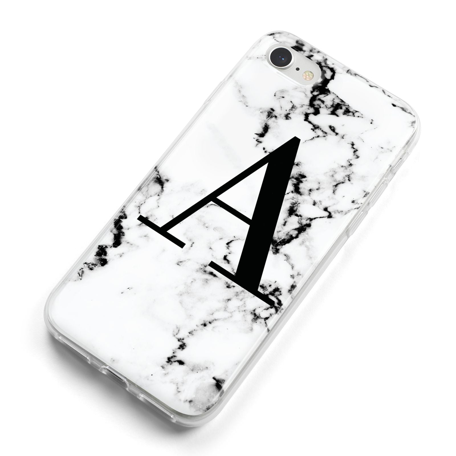 Marble Black Initial Personalised iPhone 8 Bumper Case on Silver iPhone Alternative Image