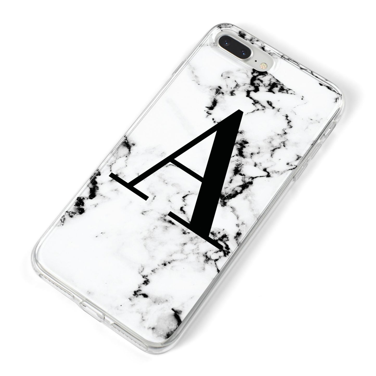 Marble Black Initial Personalised iPhone 8 Plus Bumper Case on Silver iPhone Alternative Image