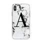 Marble Black Initial Personalised iPhone X Bumper Case on Silver iPhone Alternative Image 1