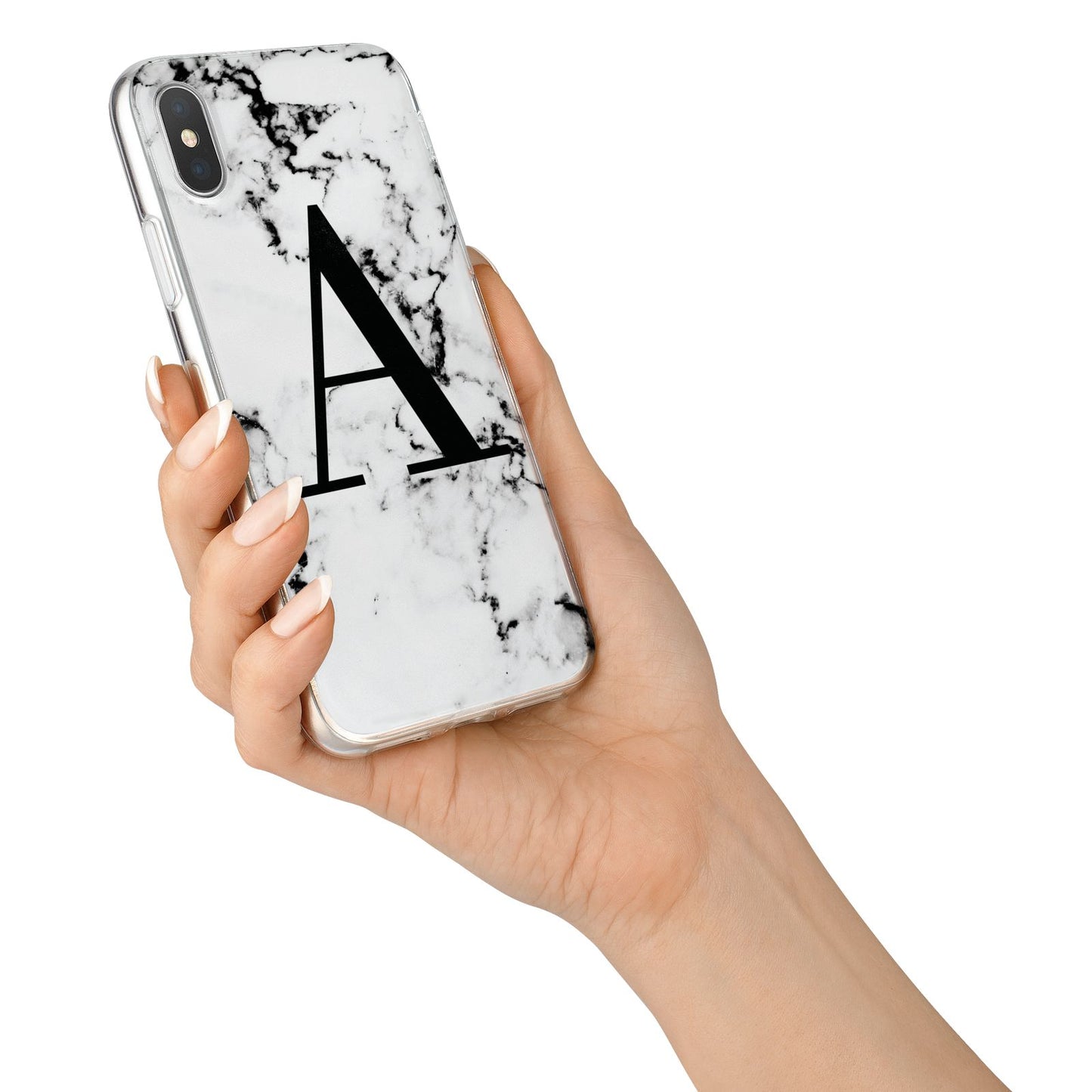 Marble Black Initial Personalised iPhone X Bumper Case on Silver iPhone Alternative Image 2