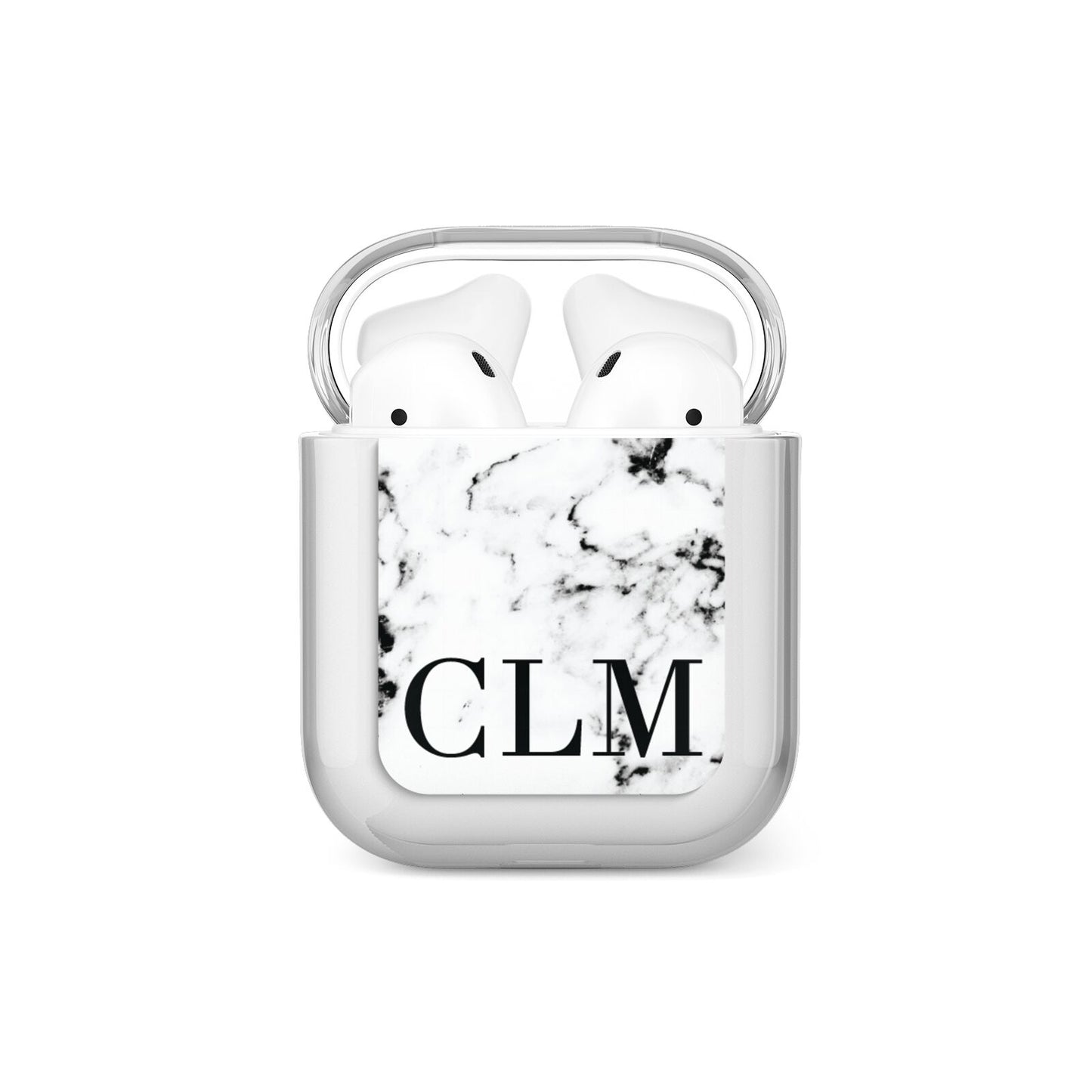 Marble Black Initials Personalised AirPods Case